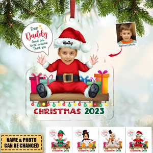 Transparent Ornament - Custom Transparent Ornament from Photo - Dear Mommy you're doing a great job Christmas 2023