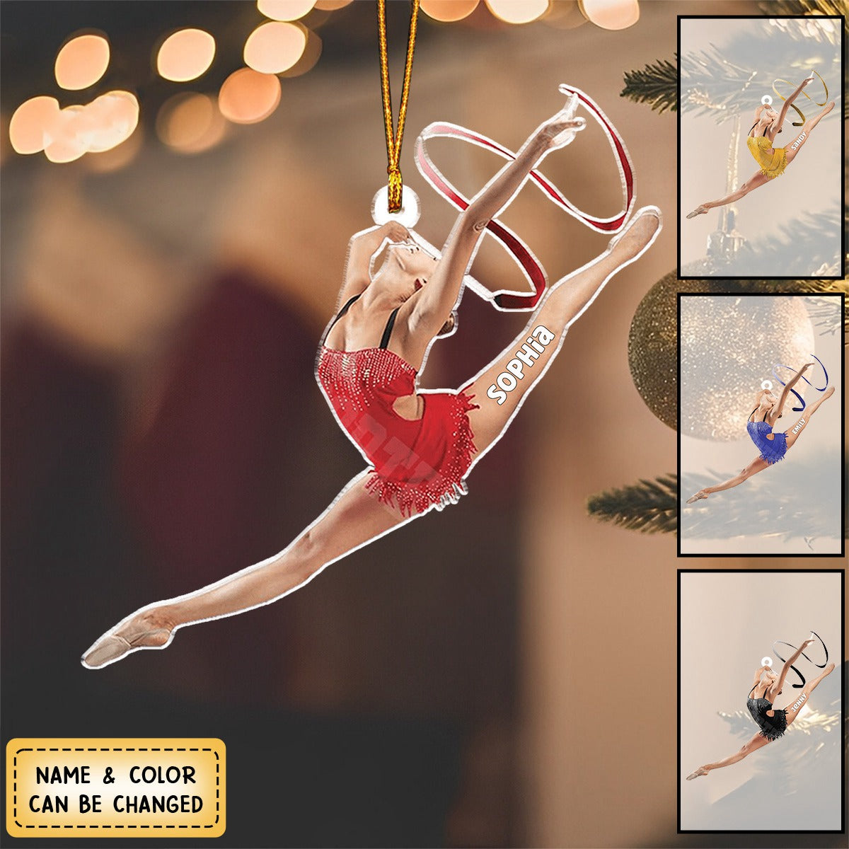 Personalized Gymnastics Girl Shaped Ornament