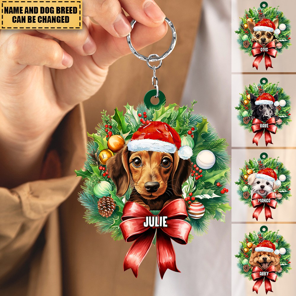 Personalized Christmas Cute Dogs Keychain, Christmas Gifts