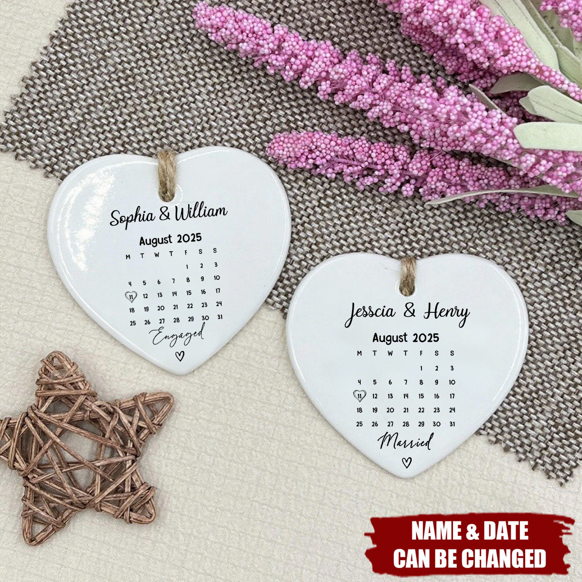 Engagement Day Gift, Personalised Engagement Gift, Ceramic Heart Keepsake