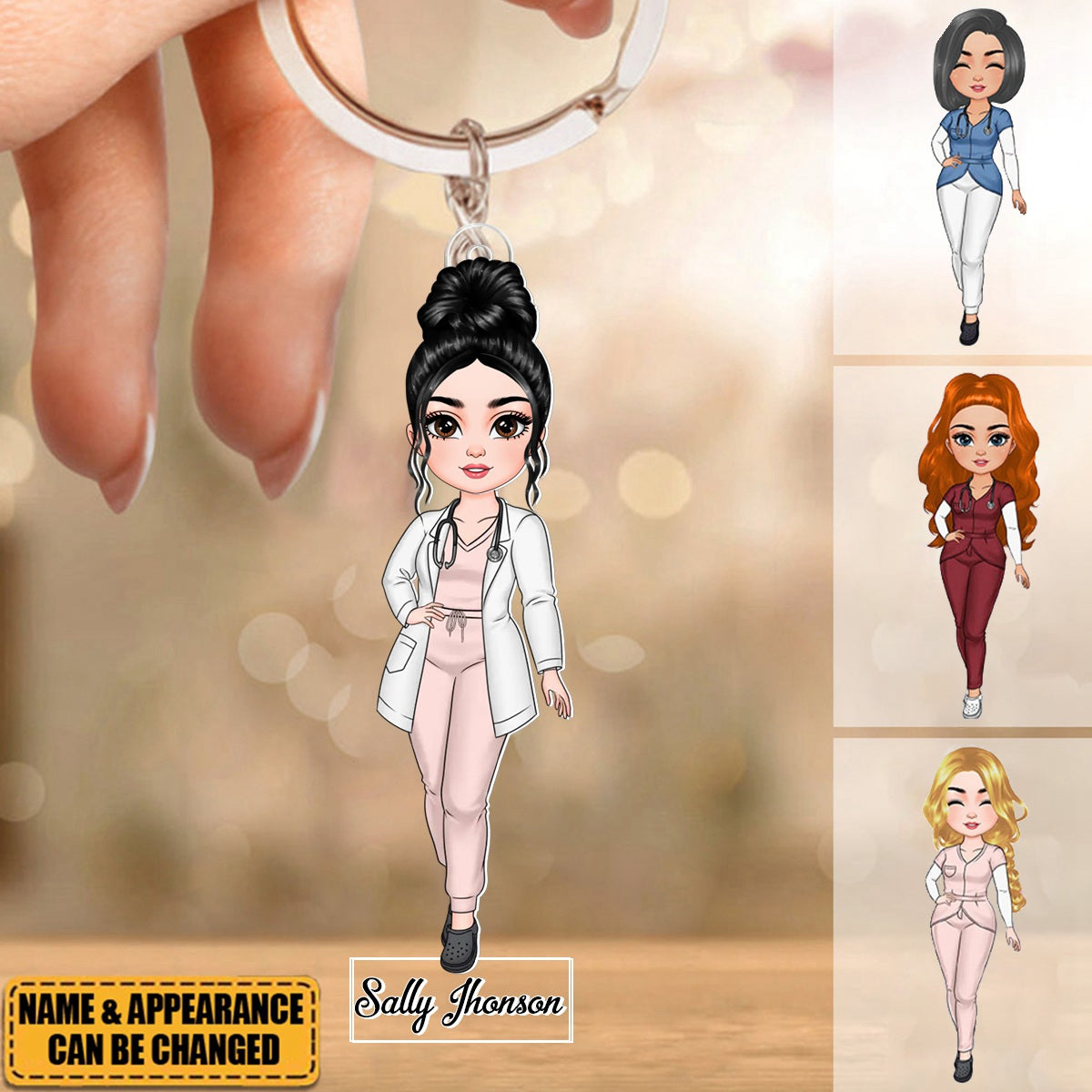 Lovely Nurse Doll，Personalized Acrylic Keychain - Nurse's Day, Appreciation Gift For Nurse