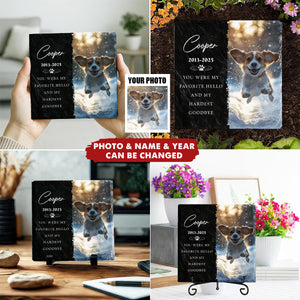 Deeply Loved - Custom Photo Square Shaped Memorial Stone - Pet Memorial Sympathy Gifts