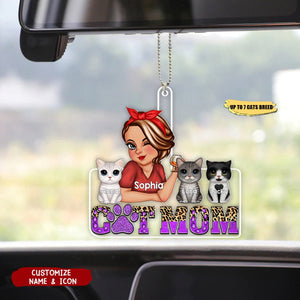 Cat Mom Personalized Acrylic Ornament - Funny Gift For Cat Lovers