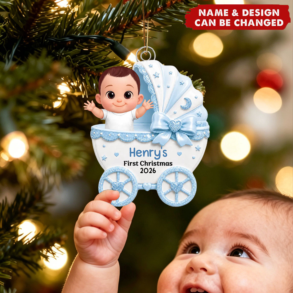 Little Princess Prince Baby Carriage - Personalized Acrylic Ornament - Unique Christmas Gift For New Parent, Newborn Keepsake