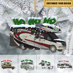 Christmas Camping Trailer - Personalized Custom Shaped Ornament