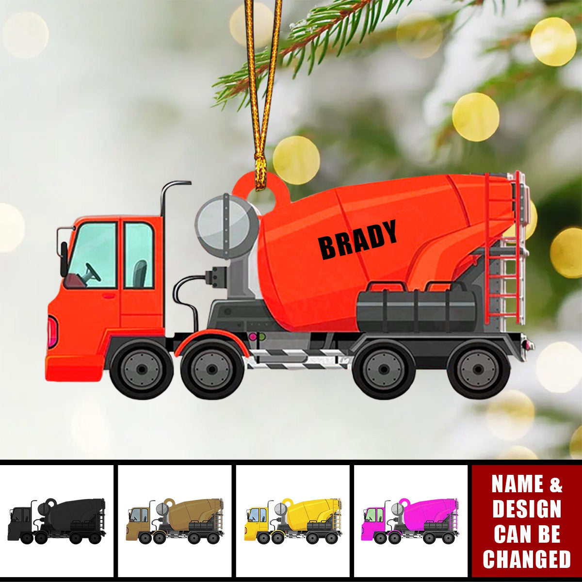 Personalized Concrete Cement Mixer Truck Ornament, Concrete Mixing Tra