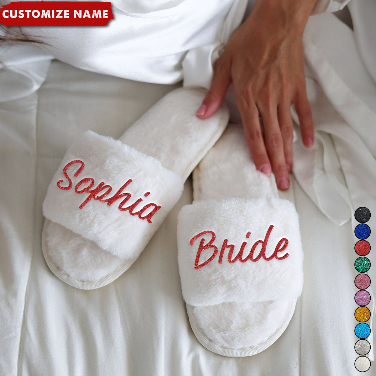 Custom Name Personalized Fluffy Slippers, Bachelorette Party, Bridesmaid Gifts Proposal