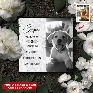 Deeply Loved - Custom Photo Square Shaped Memorial Stone - Pet Memorial Sympathy Gifts