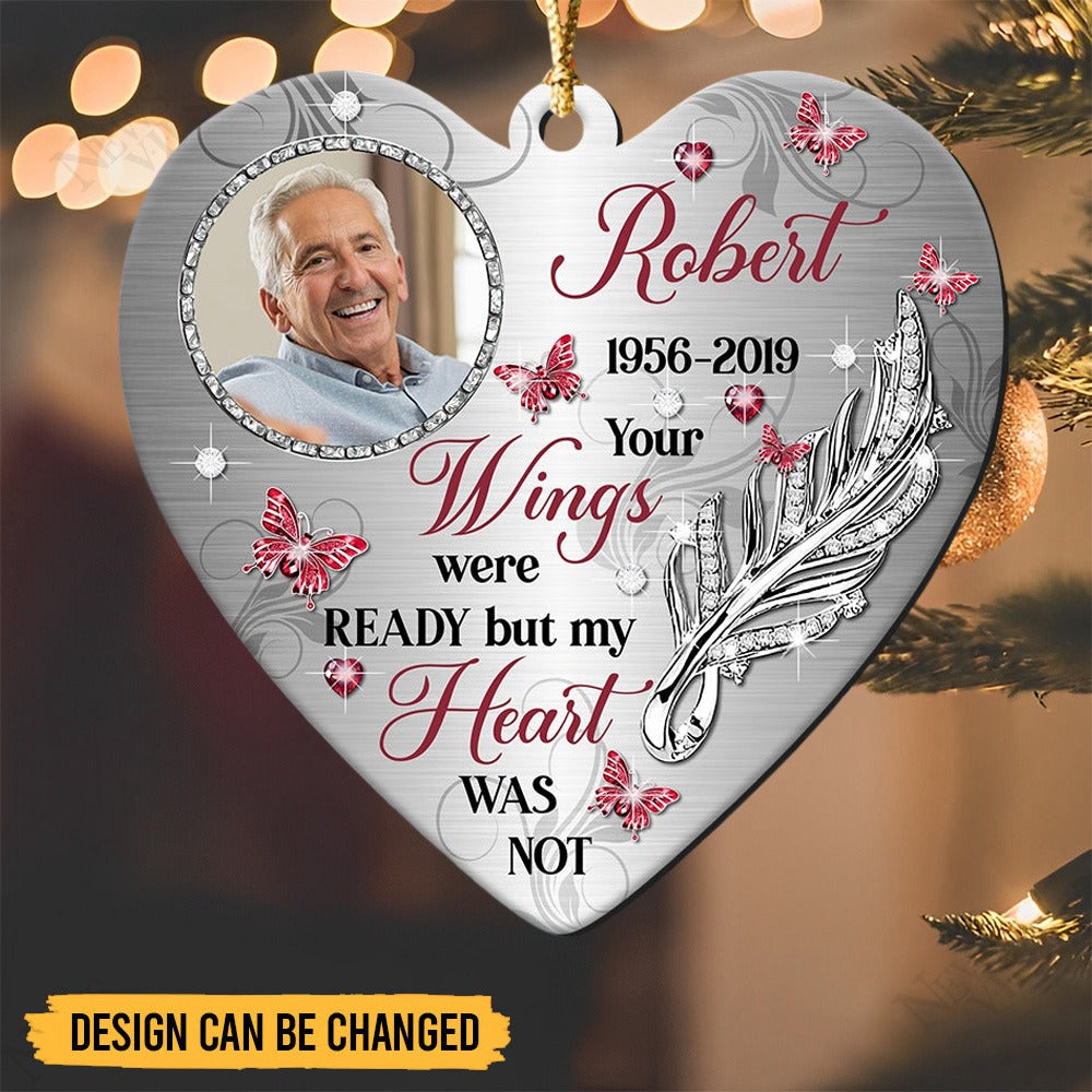 Family Personalized Christmas Ornament - Memorial Butterfly Heart Acrylic Ornament