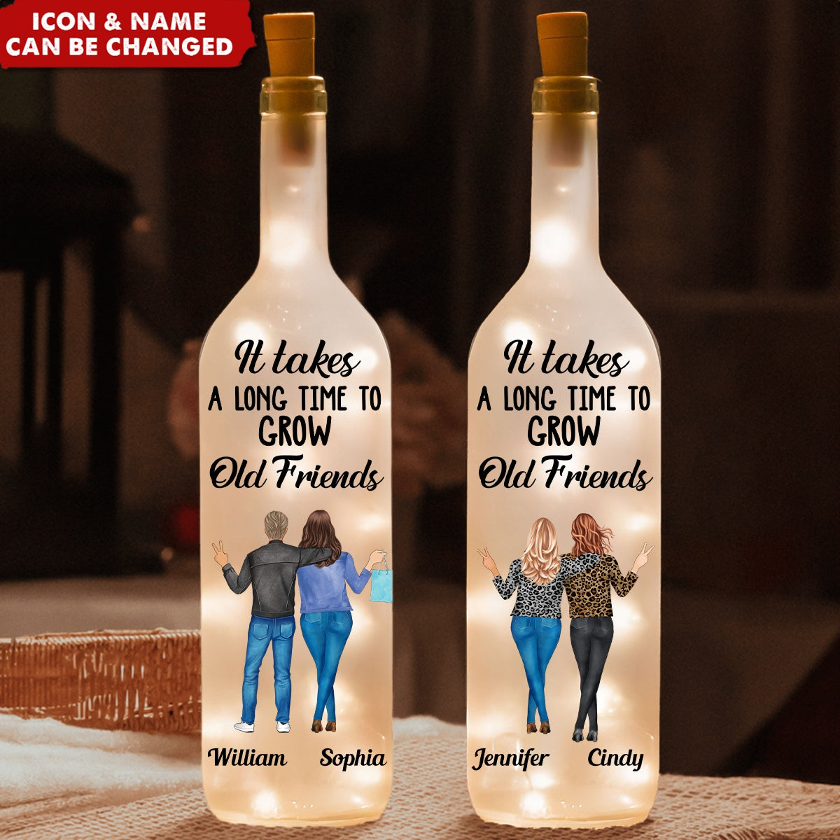 Friend - We Never Walk Alone - Personalized Bottle Lamp