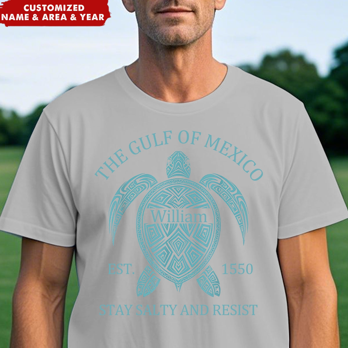 Gulf of USA America Mexico Est 1550 Personalized Name Turtle T-Shirt