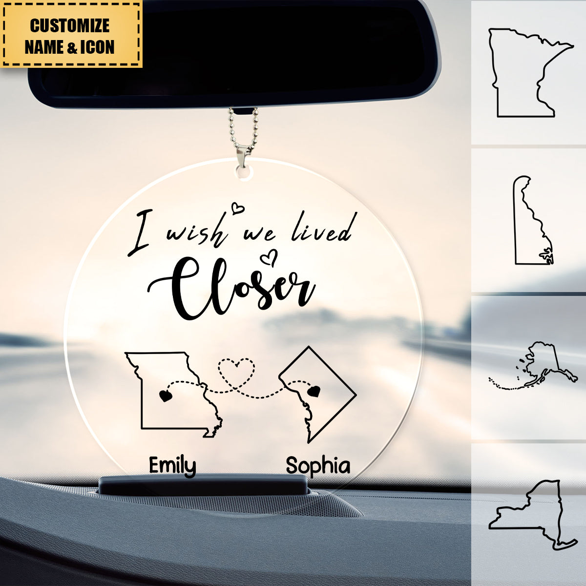 I Wish We Lived Closer - Bestie Personalized Acrylic Ornament - Gift For Best Friends, BFF, Sisters