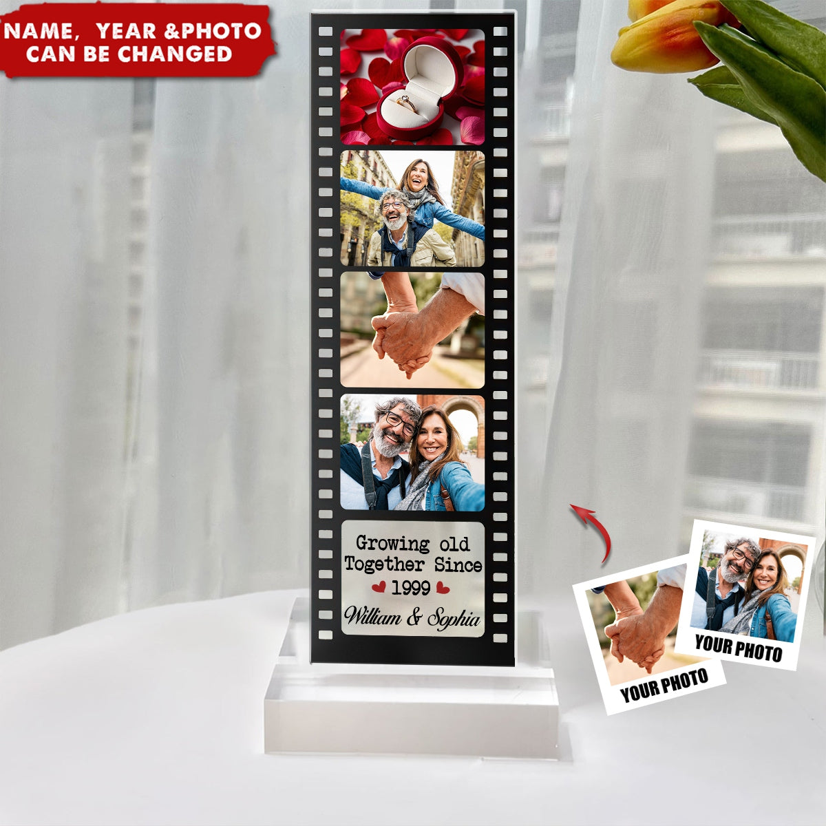 Growing Old Together Since - Custom Acrylic Photo Film Strip
