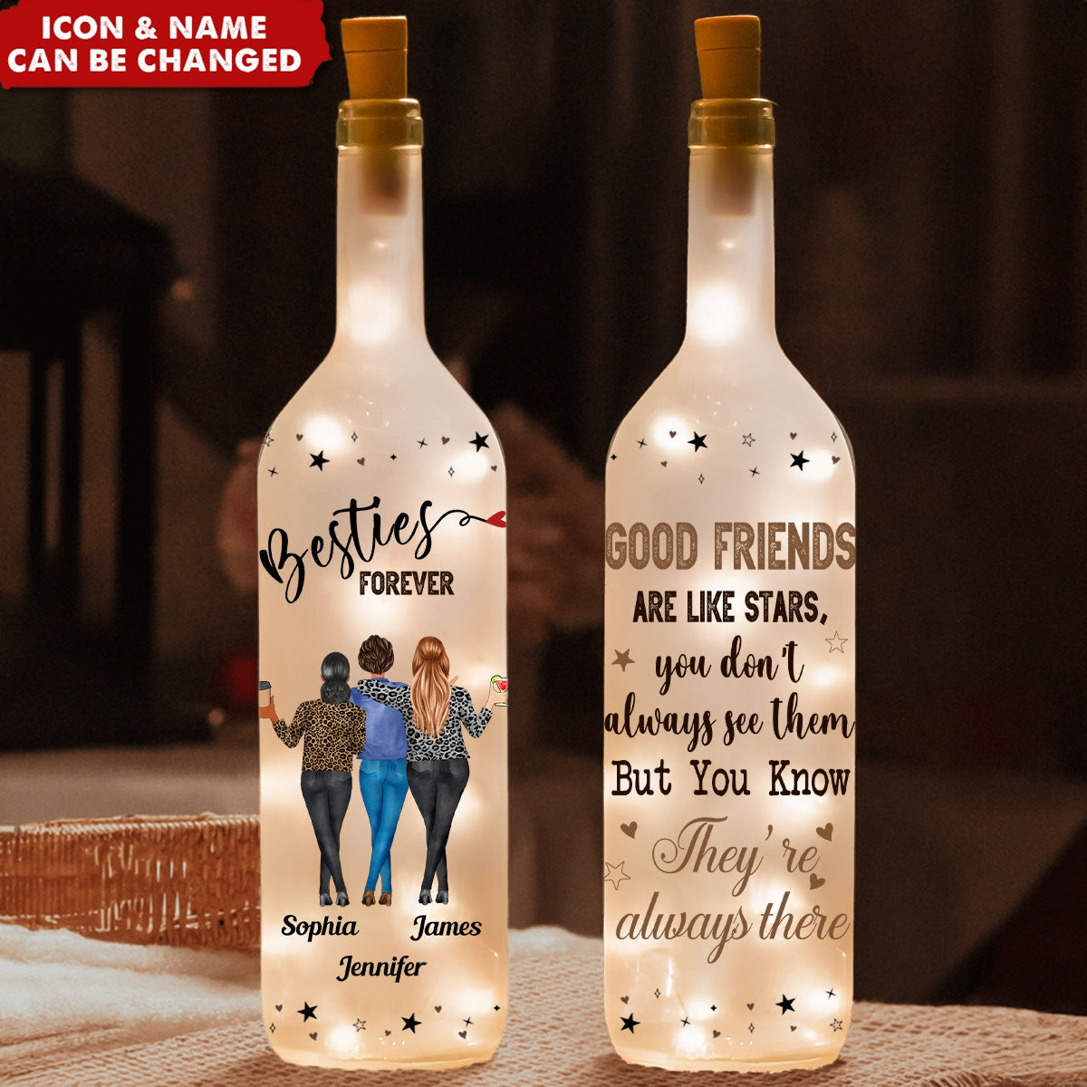 Good Friends Are Always Here - Personalized Bottle Lamp