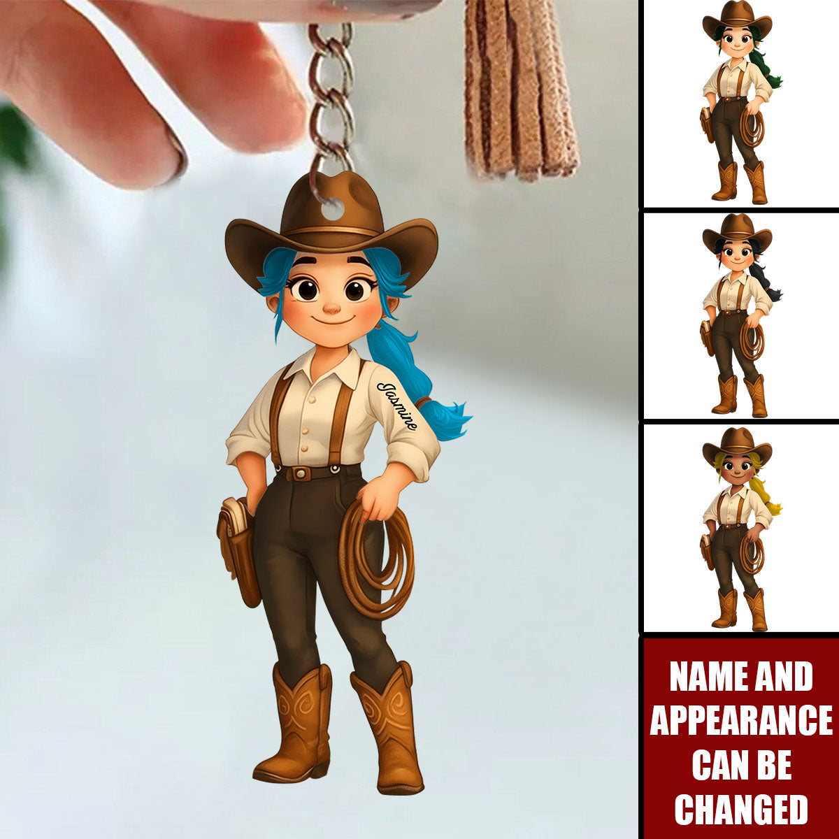Cute Cowgirl - Personalized Memorial Acrylic Keychain