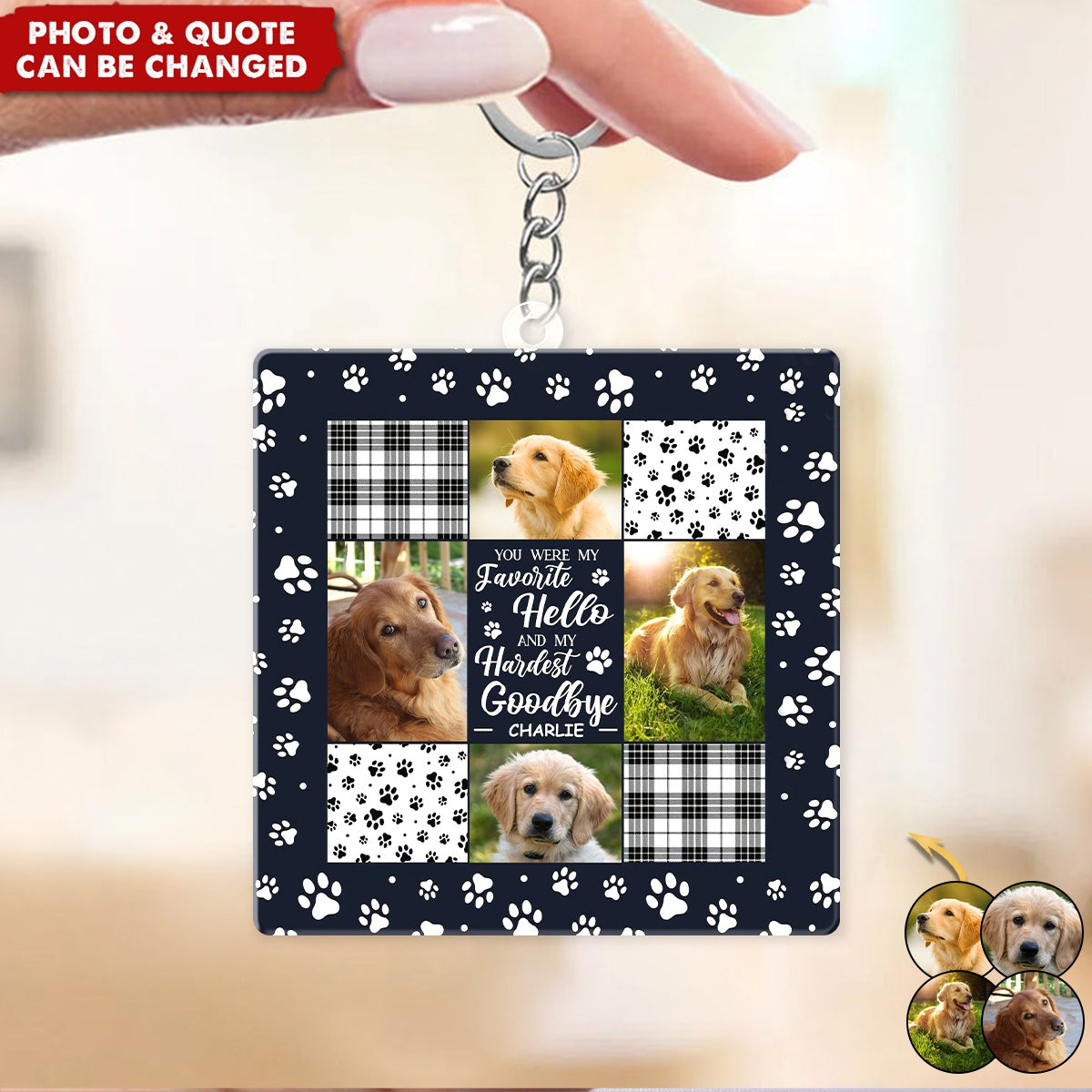 Custom Photo You Were My Favorite Hello And My Hardest Goodbye - Memorial Personalized Keychain - Sympathy Gift For Pet Owners