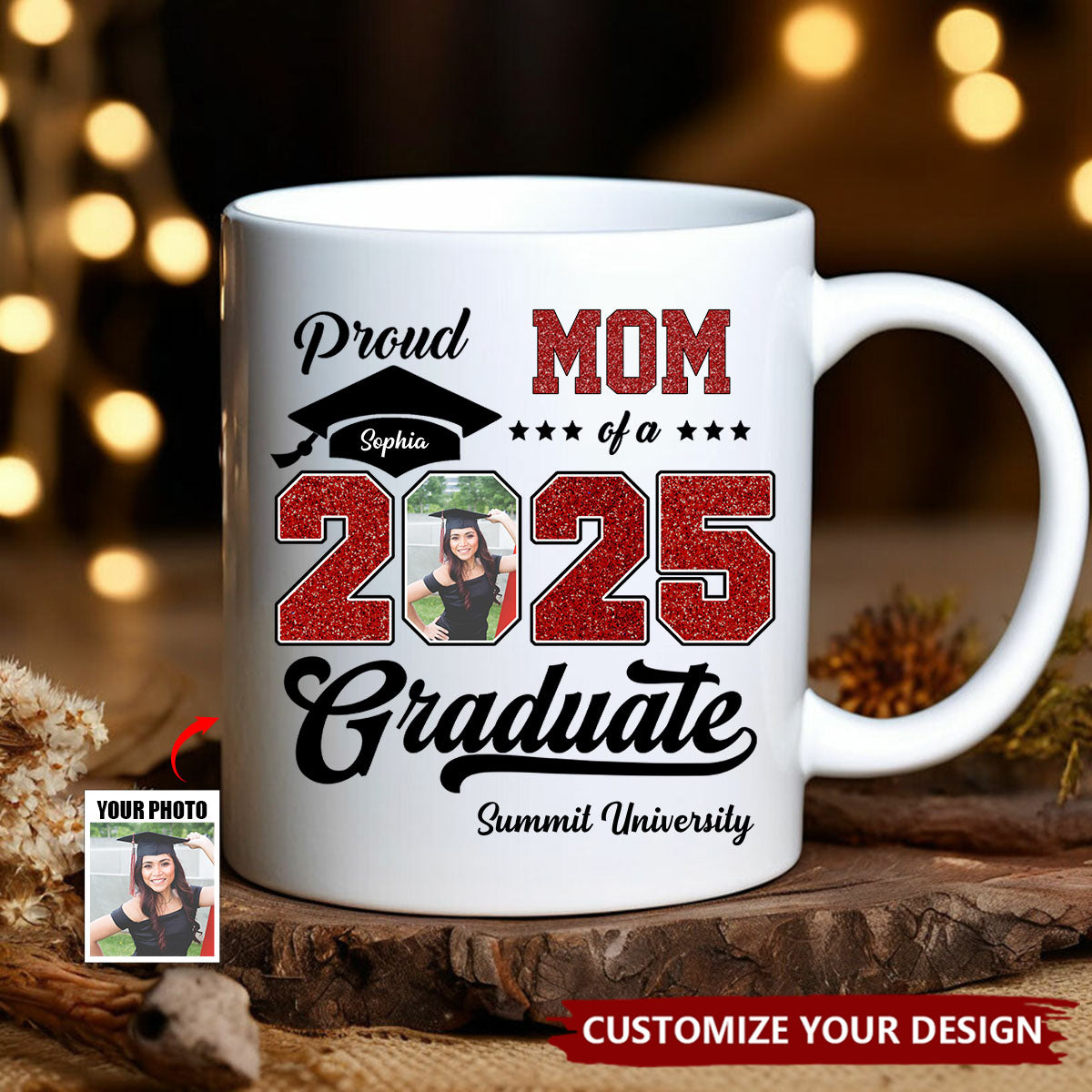 Personalized Graduation 2025 Mug, Proud Family Graduate Photo Class Of 2025