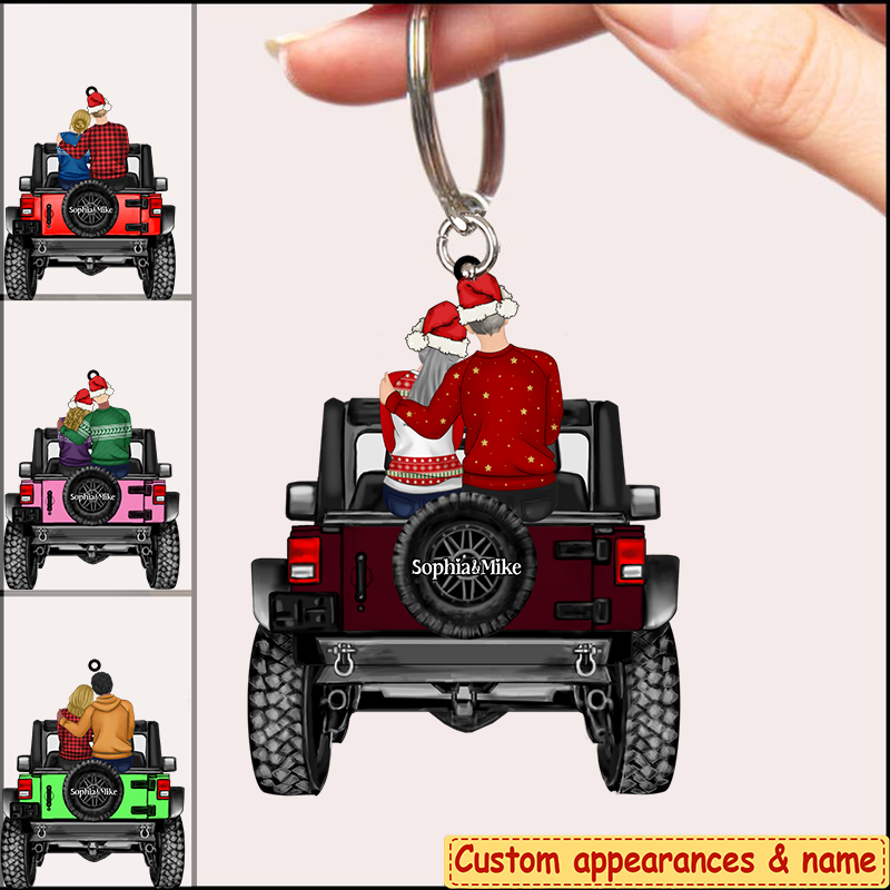 God Blessed The Broken Road That Led Me Straight To You, Personalized Off-Road Car Couple  Christmas Keychain