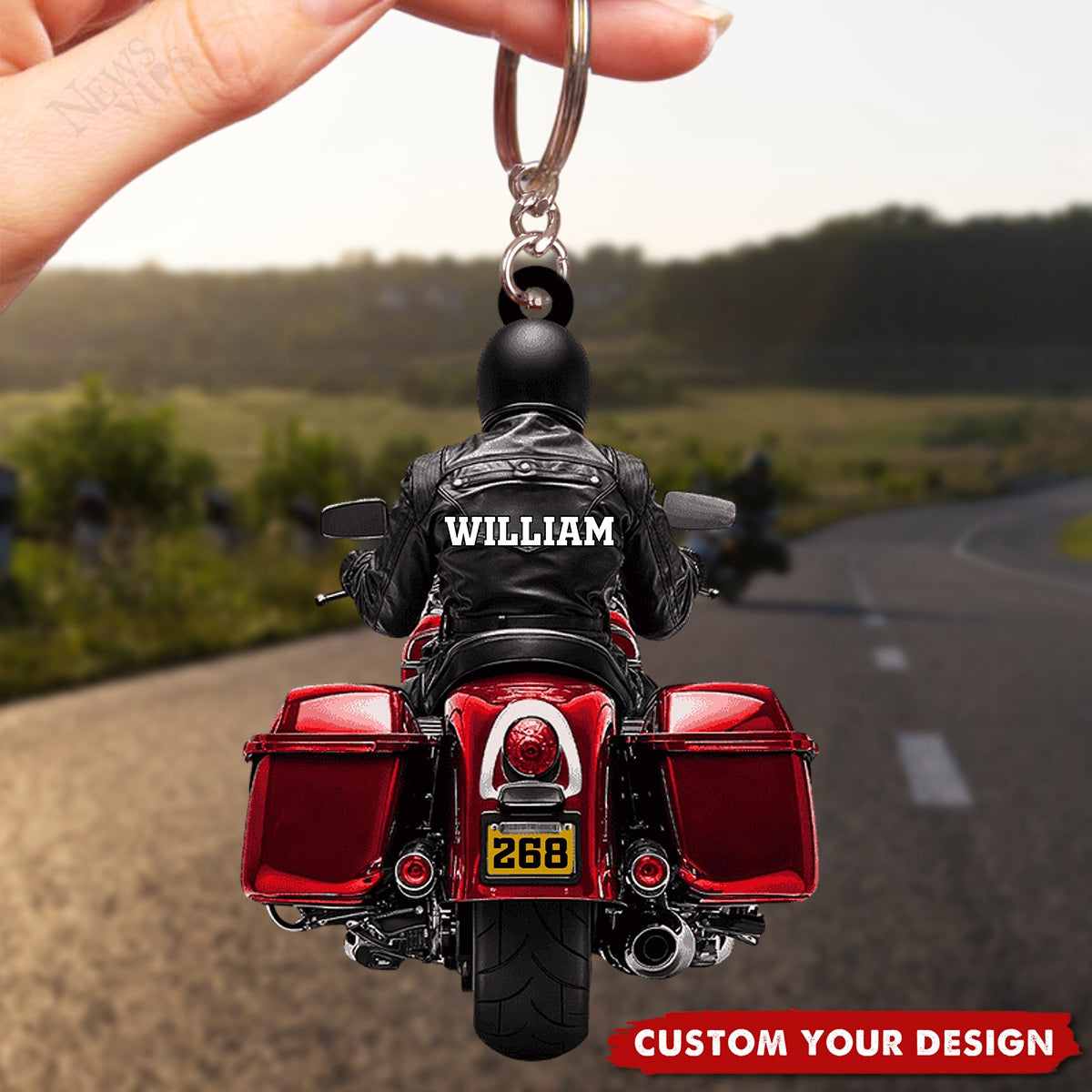 Motorcycle Guy Personalized Keychain, Gift For Biker Lover