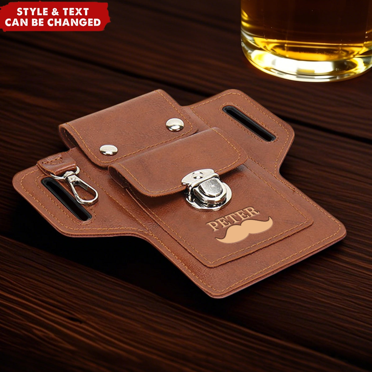 Personalized PU Leather Card Pouch Holsters Phone Waist Bag