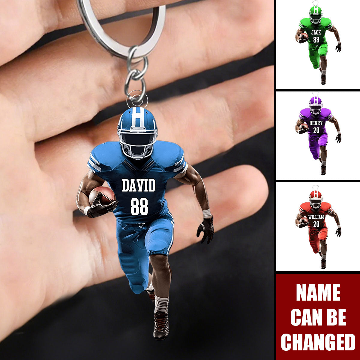 Personalized American Football Player Keychian-Gift For American Football Player