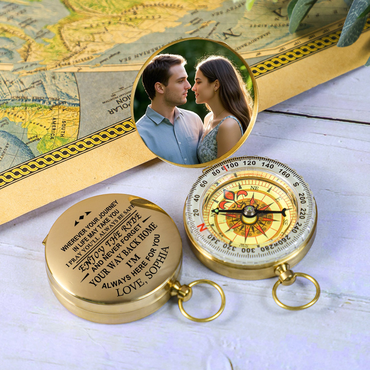Custom Photo I'm Always Here For You - Personalized Compass