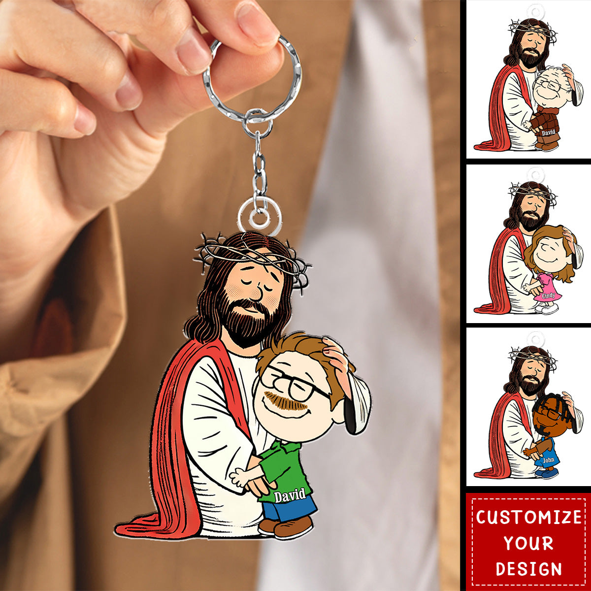 Jesus Love Personalized Acrylic Keychain, Gifts For Christians
