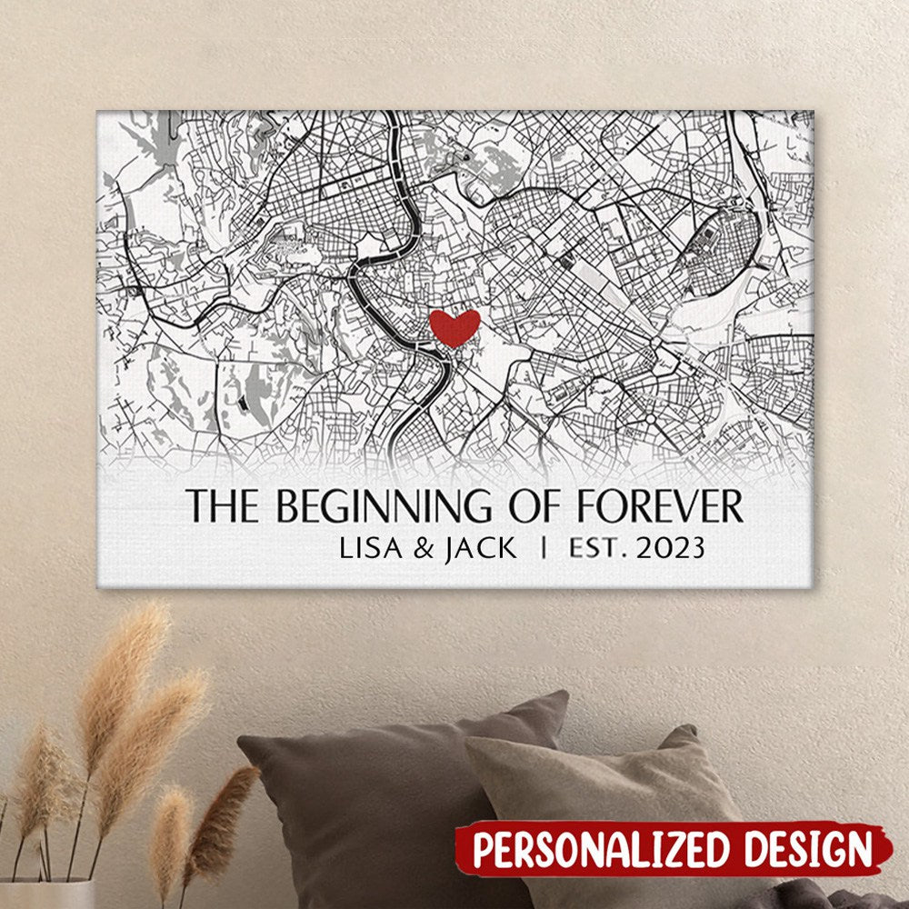 Where It All Began - Couple Personalized Horizontal Poster - Gift For Husband Wife, Anniversary