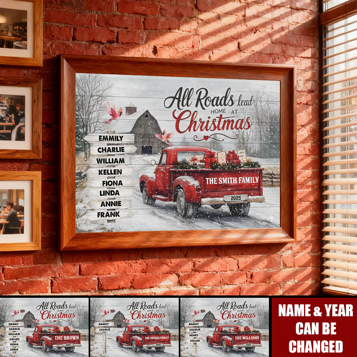 Truck Family Christmas, All Roads Lead Home at Christmas - Personalized Poster, Gift For Family