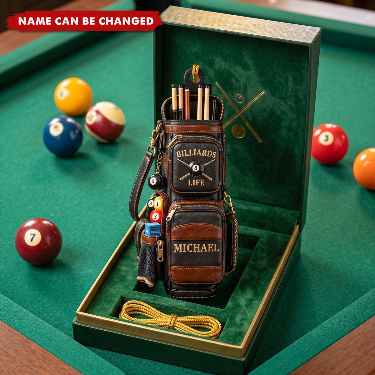 Personalized Billiards Ornament, Custom Name Pool Player Keepsake, Gift For Husband & Dad