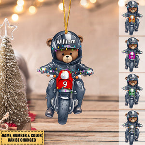 Christmas Motorcycle Bear Personalized Acrylic Ornament