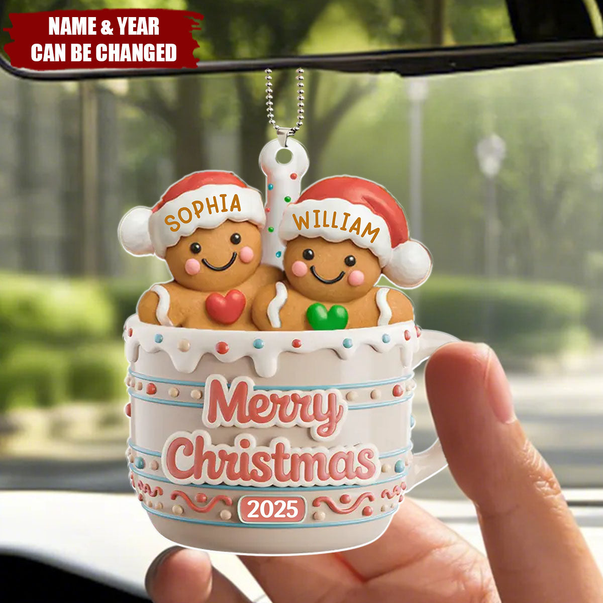 Cookie Crew Forever Personalized Acrylic Car Ornament - Gifts For Mom, Dad, Brother, Sister, Kids