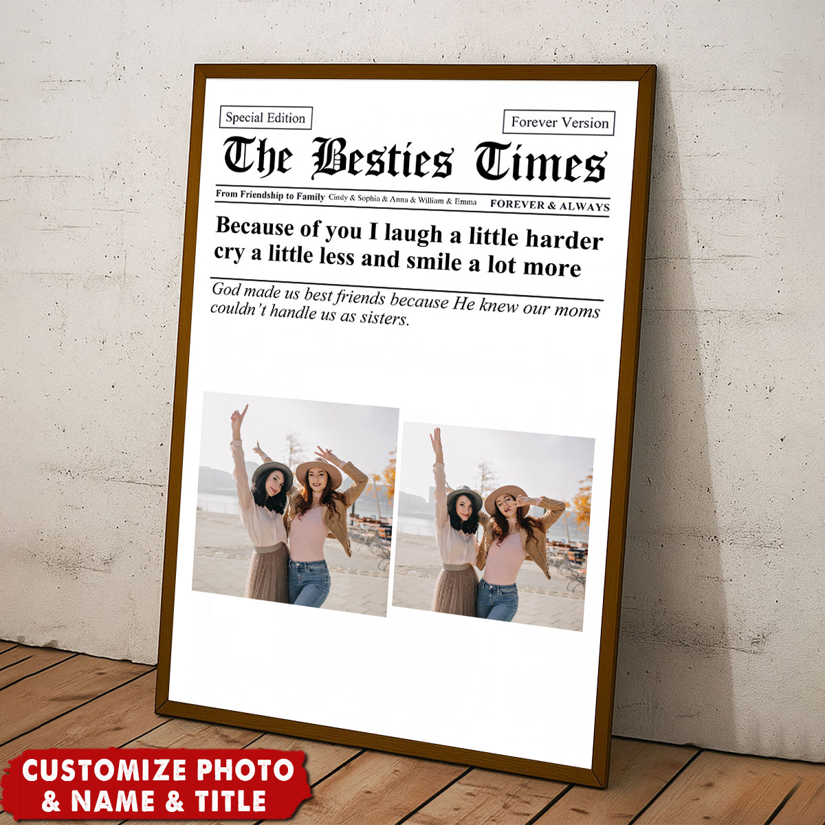 Newspaper The BFF Times - Upload Best Friend, Bestie Photo - Personalized Photo Poster