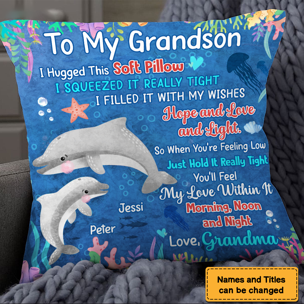 Gift for Grandson Cute Dolphins Pillow