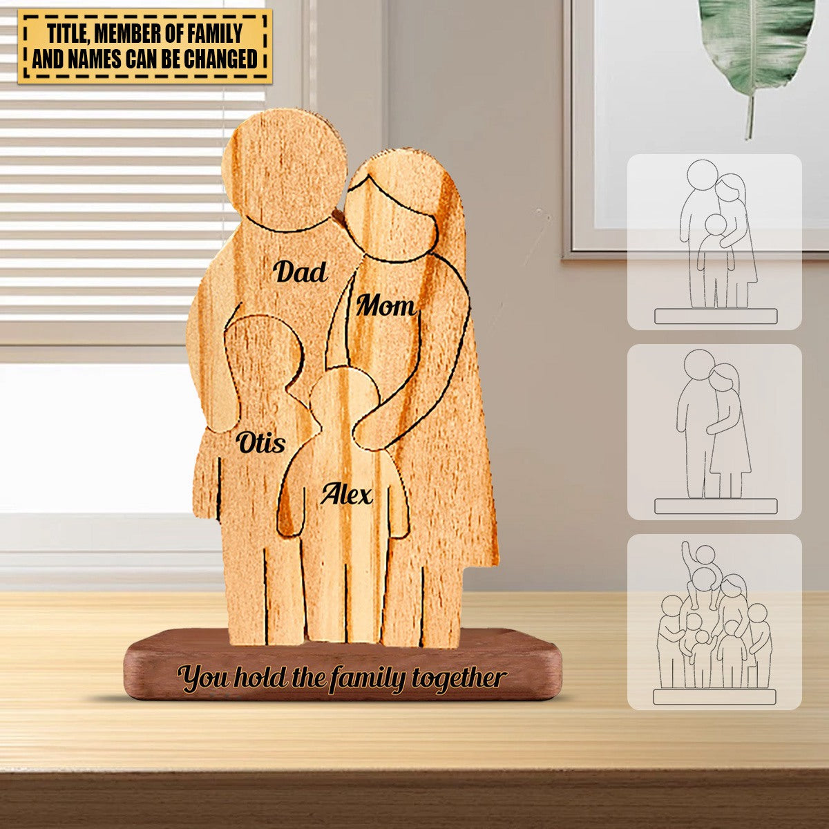 Man, Woman Couple Gift, Dad, Mom And Kids, Personalized Family Puzzle Wooden - Gift For Family