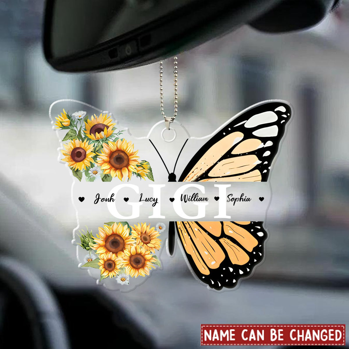 Grandma Mom Butterfly Grandkids Kids - Gift For Mother, Grandmother - Personalized Acrylic Car Hanger Ornament