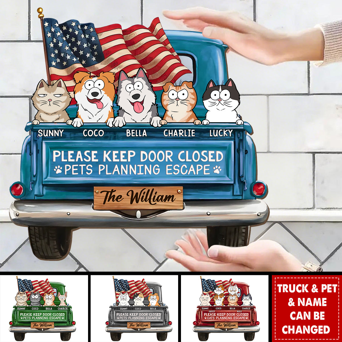 Cat Planning Escape With A Truck - Cat Personalized Home Decor Wood Sign - House Warming Gift