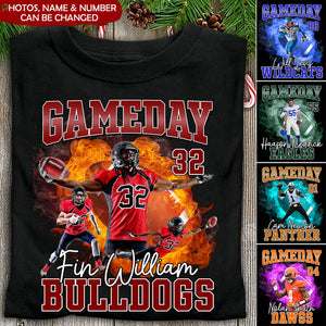 Gameday Personalized Upload Photos T-shirt Gift Idea For Football Lovers