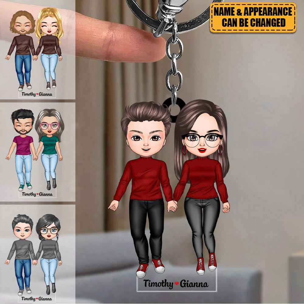 Lovely Standing Couple - Personalized Acrylic Keychain,  Valentine's Day Gift For Couple