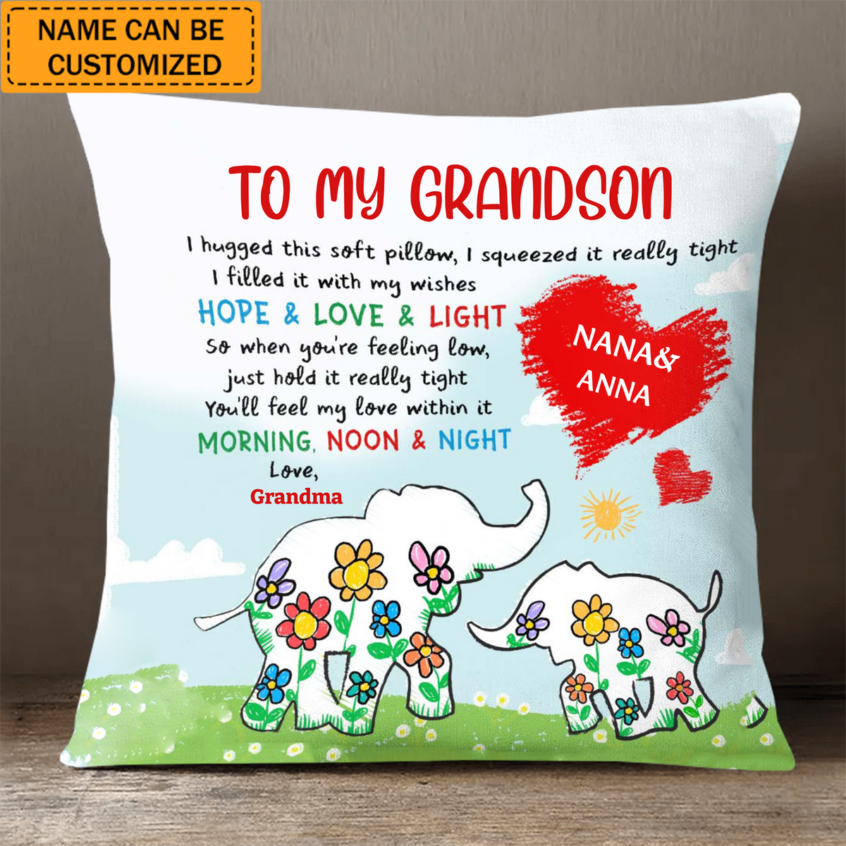 Gift For Grandson Granddaughter Elephant Hugged This Pillow