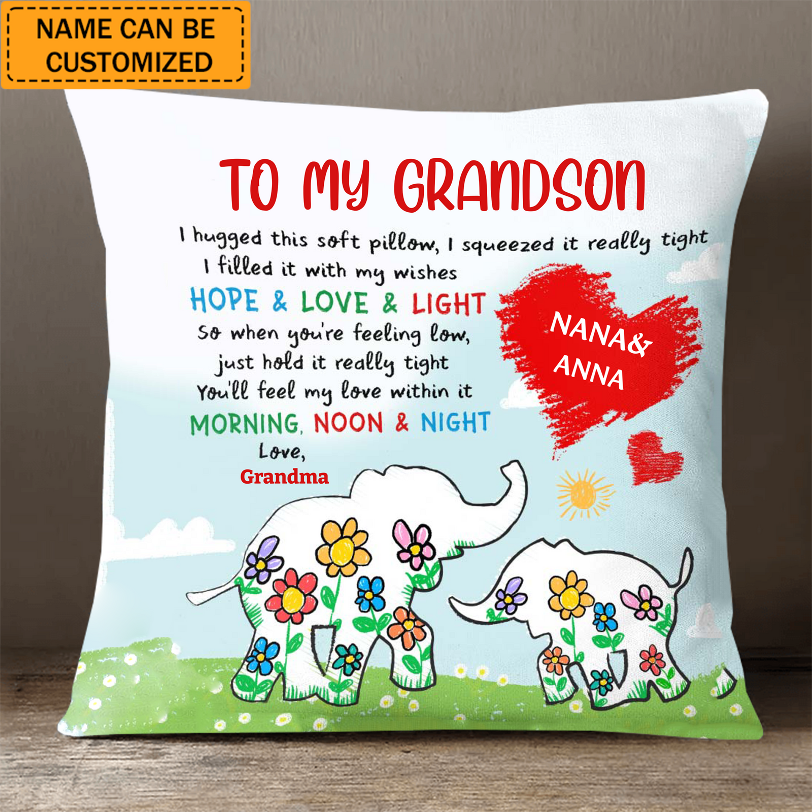 Gift For Grandson Granddaughter Elephant Hugged This Pillow