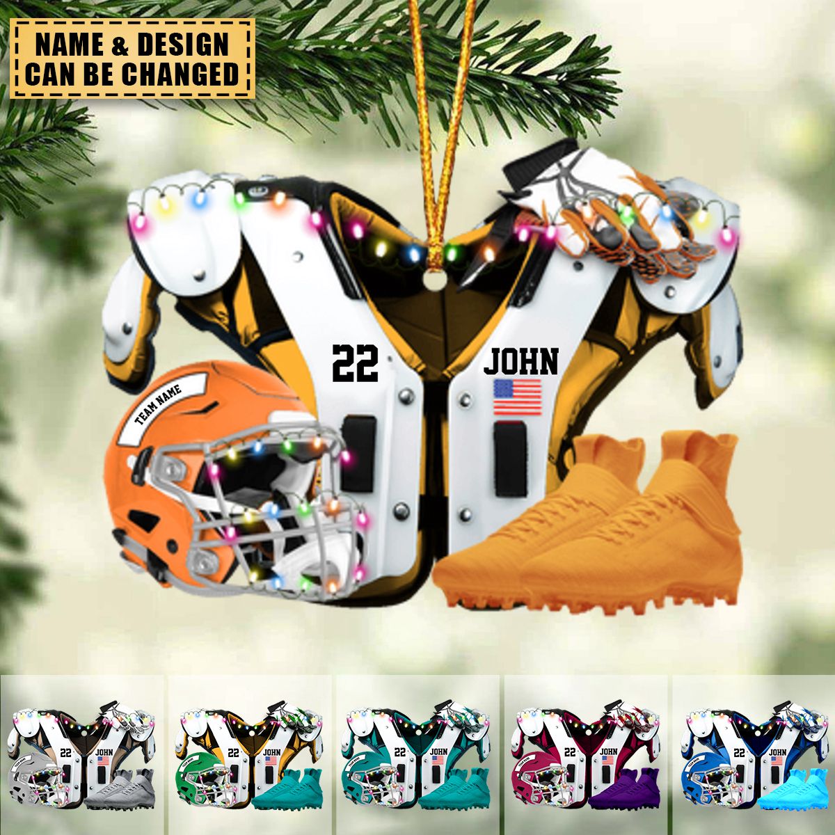 Personalized American Football Christmas Ornament Gift For Football Fans