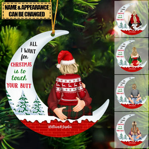 All I Want For Christmas Hugging Christmas Couple Personalized Ornament