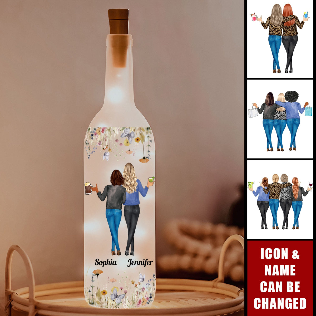 Because Of You, I Laugh A Little Harder Bestie - Personalized Bottle Lamp