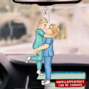 Kissing Couple - Loving, Anniversary Gift For Spouse, Husband, Wife - Personalized Acrylic Car Ornament