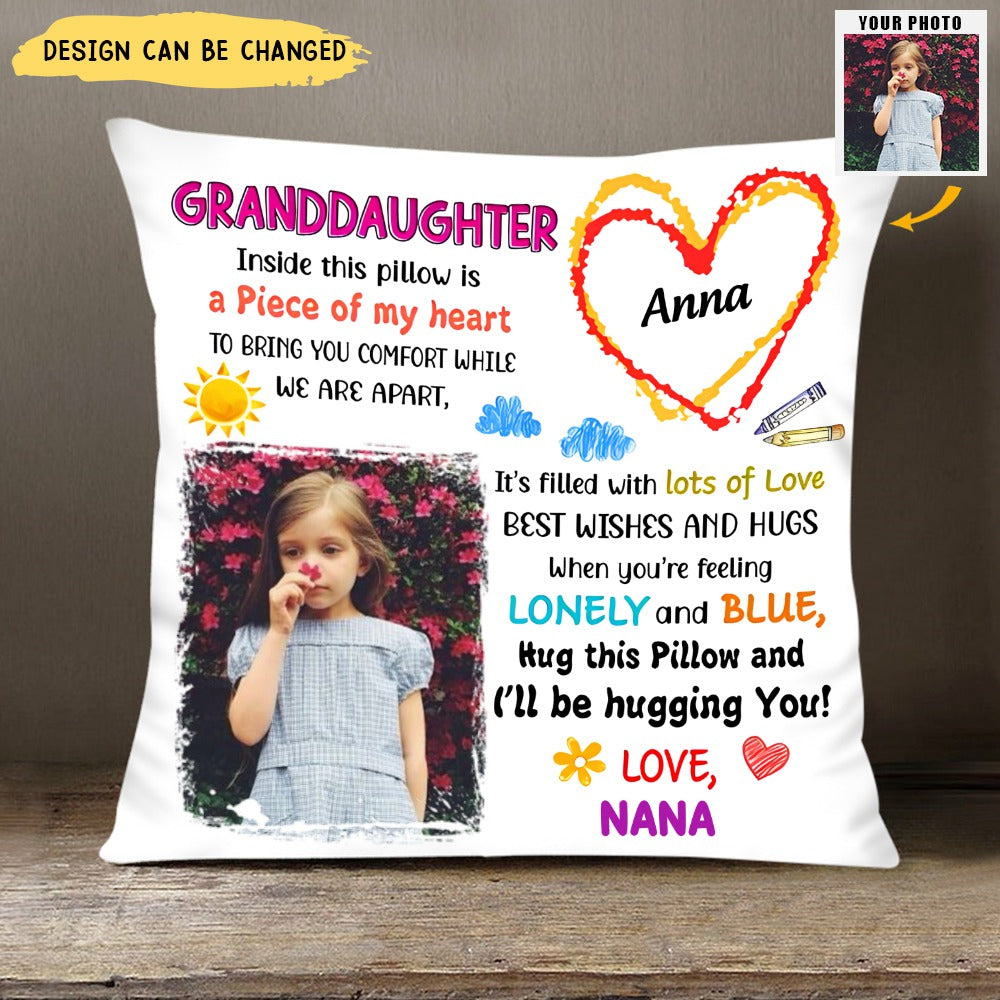 Daughter Granddaughter Photo Pillow Personalized, Granddaughter Christmas Gifts From Grandma Mom, Inside This Pillow Is A Peace Of My Heart