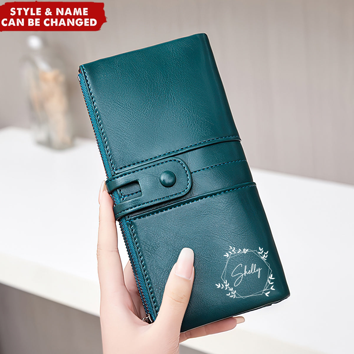 Multi-Card Bit Double Zipper Personalized Clutch Purse Wallet