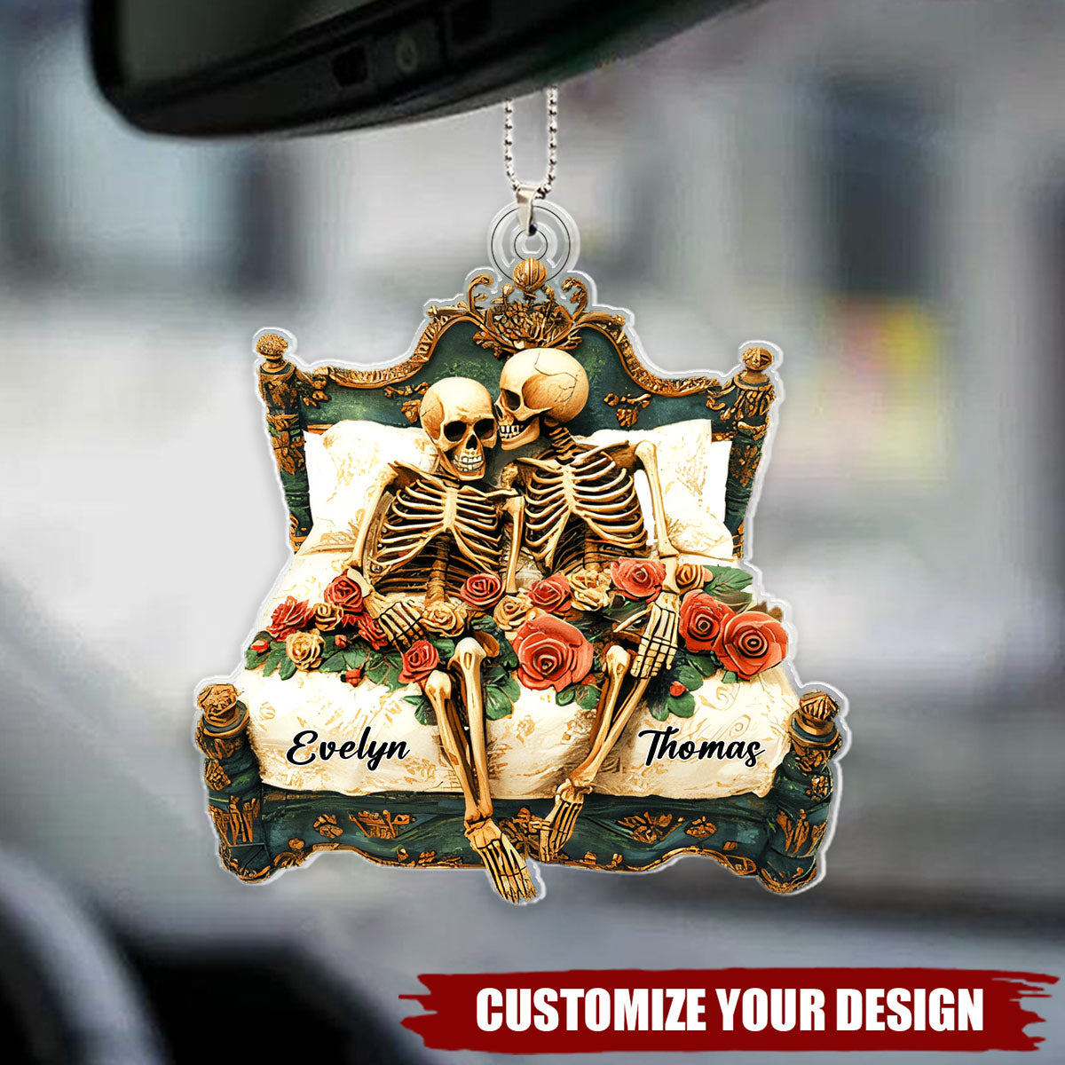 Funny Skull Couple - Personalized Acrylic Car Ornament