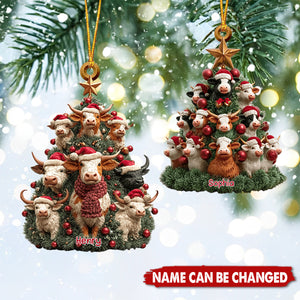 Christmas Tree Cow - Personalized Cow Ornament