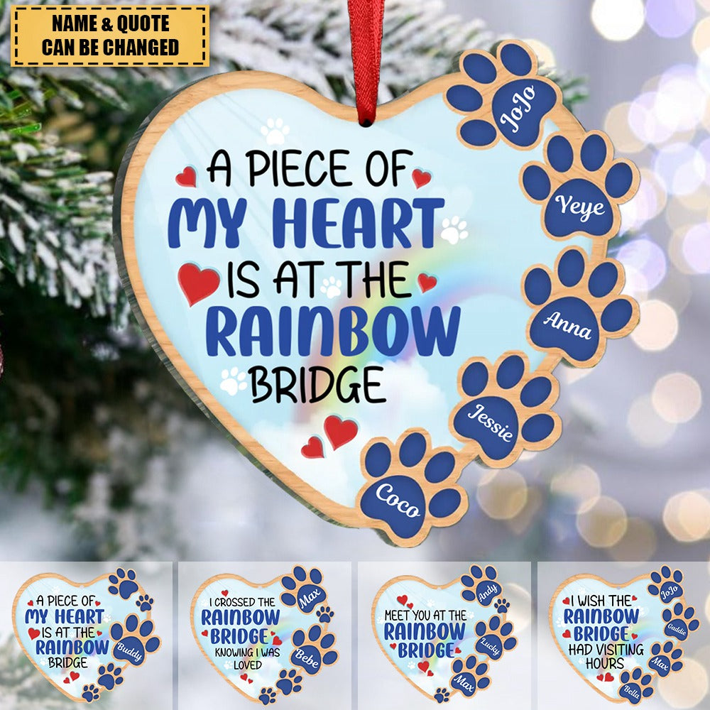 Dog Lovers - I Wish The Rainbow Bridge Had Visiting Hours - Personalized Heart Ornament